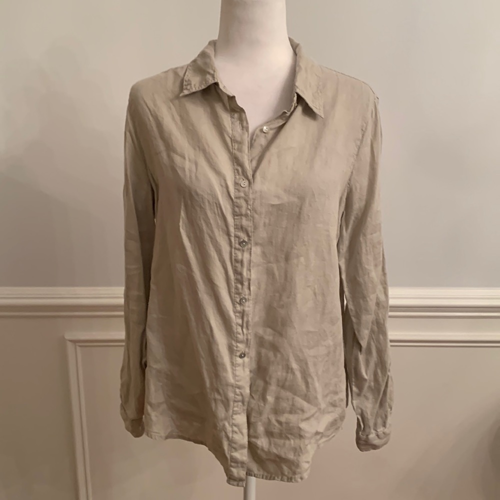 JNY Jones New York Tan Linen Shirt Size Large